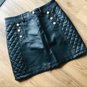 ASOS faux leather black quilted skirt 8